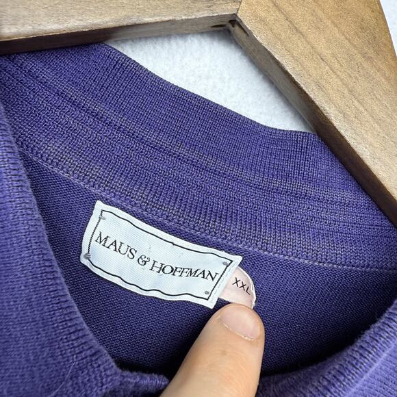 Maus Hoffman Sweater Polo Men's 2XL Purple Knit Made in USA Vintage 90s Preppy - Picture 6 of 8